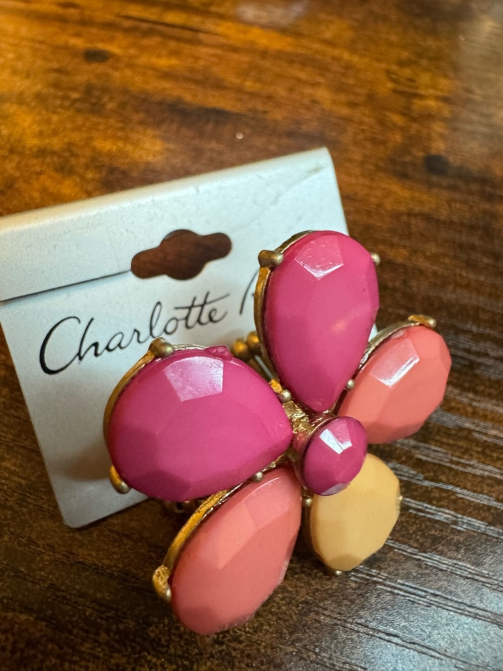 Charlotte Russe Pink and Peach Floral Ring